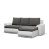 Greensite Tokio sarokkanapé, 2 ágyneműtartóval, bársony + műbőr, jobboldali, szürke - fehér