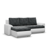 Greensite Tokio sarokkanapé, 2 ágyneműtartóval, fonott + műbőr, baloldali, sötétszürke - fehér