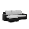 Greensite Tokio sarokkanapé, 2 ágyneműtartóval, fonott + műbőr, baloldali, szürke - fekete