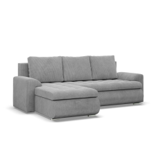 Greensite Tokio sarokkanapé, 2 ágyneműtartóval, kordbársony, baloldali, szürke bútor