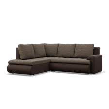 Greensite Tokio sarokkanapé, L alakú háttámlával, 2 ágyneműtartóval, fonott + műbőr, baloldali, barna bútor