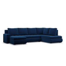 Greensite Tokio U sarokkanapé, 3 ágyneműtartóval, bársony, jobboldali, kék bútor