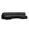 Greensite Tokio U sarokkanapé, 3 ágyneműtartóval, fonott + műbőr, jobboldali, szürke - fekete