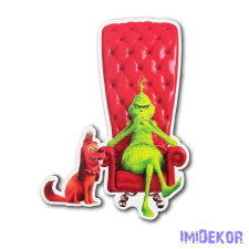  Grincs piros fotelben + Max kutyus 20x14,5cm dekorációs kellék