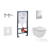 Grohe Rapid SL falra szerelhető WC szett, Ideal Standard Tesi Aquablade WC soft close ülőkével, Skate Cosmopolitan króm nyomólappal 38528SET-KU