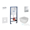 Grohe RapidSL falra szerelhető WC szett, Kielle Oudee WC és softclose ülőkével, Grohe SKATE Cosmopolitan króm nyomólappal SANI11BA1104