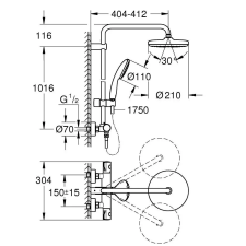  Grohe Zuhanyszett Termosztáttal Tempesta System 210 Króm (26811001) csaptelep