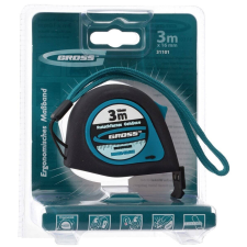GROSS 3mx16mm professional mágneses mérőszalag gumis akasztóvég barkácsolás, csiszolás, rögzítés