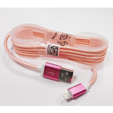 GSM0477J USB kábel iPhone/iPad-hez, lightning kábel, szövet, babarózsaszín tablet kellék