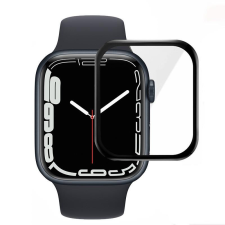 GSMLIVE Apple Watch 7 üvegfólia fekete kerettel, PMMA, edzett, teljes felületen feltapad, 41mm, Full Glue okosóra kellék
