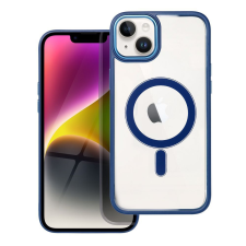 GSMLIVE iPhone 14 Plus (6.7&quot;) szilikon tok, PC/TPU tok, magsafe, színes keretes, átlátszó/kék, Color Edge Mag Cover tok és táska