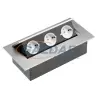  GTV AE-PB03GS-53 Süllyeszthető elosztó rejtett gombos 3 aljzat, 3600W, IP20, AC220-240V, alumínium SCHUKO