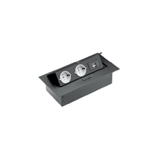 GTV Süllyeszthető rejtett elosztó, négyzet (2-es, 2 USB) fekete villanyszerelés