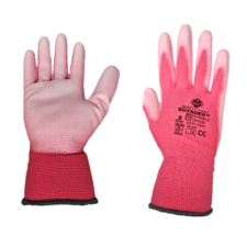 Guarder Poliészter kesztyű, PU tenyérmártott, pink méret: 8 védőkesztyű