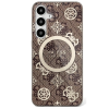 Guess 4G Background Gold Electroplated Peony Pattern MagSafe-kompatibilis tok Samsung Galaxy S25 - barna