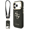 Guess 4G Big 4G Classic Logo Big Strap Metal Buttons Apple iPhone 17 Pro hátlap tok univerzális pánttal, fekete-arany