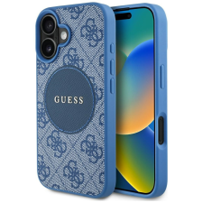 Guess 4G Circle Classic Logo iPhone 16 MagSafe hátlap tok, kék tok és táska
