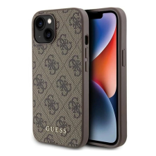 Guess 4G Metal Gold Logo Apple iPhone 15 hátlap tok barna tok és táska
