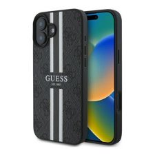 Guess 4G Printed Stripes iPhone 16 MagSafe hátlap tok, fekete GUHMP16SP4RPSK tok és táska