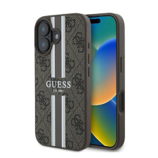 Guess 4G Printed Stripes MagSafe Apple iPhone 16 Plus hátlap tok, barna GUHMP16MP4RPSW tok és táska
