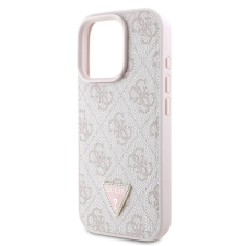 Guess 4G PU Strass Triangle Metal Logo tok iPhone 16 Pro rózsaszín tok és táska