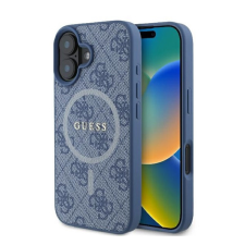 Guess 4G Ring Classic iPhone 16 Plus MagSafe kemény hátlap tok, kék GUHMP16MG4GFRB tok és táska