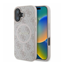 Guess 4G Ring Classic Logo, Apple iPhone 16, Rózsaszín, Műanyag, Mobiltelefon tok tok és táska