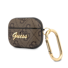 Guess 4G Script PC/PU Apple AirPods Pro tok, barna fülhallgató, fejhallgató tok