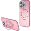 Guess Apple iPhone 15 Pro IML Ring Stand Glitter Magsafe Hátlapvédő Tok Pink (GUE003363)