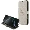 Guess Book 4G Metal Logo Apple iPhone 17 Pro Max oldalra nyíló tok kártyatartóval, rózsaszín