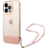 Guess Camera Outline Translucent Apple iPhone 14 Pro Max hátlap tok szíjjal, rózsaszín (GUE2030)