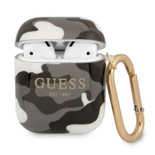Guess Camo Collection Apple AirPods 1/2 tok, fekete fülhallgató, fejhallgató tok