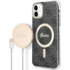 Guess CG MOBILE GUESS 4G műanyag telefonvédő (textil hátlap, MagSafe + wireless töltő, 15W) FEKETE Apple iPhone 11 (GUBPN61H4EACSK) (GUBPN61H4EACSK)