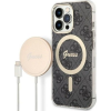 Guess CG MOBILE GUESS 4G műanyag telefonvédő (textil hátlap, MagSafe + wireless töltő, 15W) FEKETE Apple iPhone 13 Pro (GUBPP13LH4EACSK) (GUE002542)