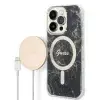 Guess Eredeti készlet GUESS GUBPP14XHMEACSK iPhone 14 Pro Max (Bundle csomag Magsafe: tok + töltő IMG Marble / arany - fekete)