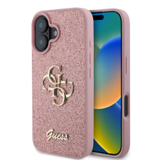 Guess Fixed Glitter 4G Metal Logo hátlaptok iPhone 16 rózsaszín tok és táska