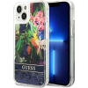 Guess Flower Liquid Glitter Apple iPhone 14 hátlap tok, kék (GUE2062)