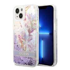 Guess Flower Liquid Glitter Apple iPhone 14 Plus hátlap tok, lila tok és táska