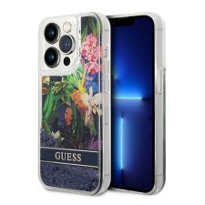 Guess Flower Liquid Glitter Apple iPhone 14 Pro hátlap tok, kék tok és táska