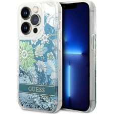Guess Flower Liquid Glitter Apple iPhone 14 Pro hátlap tok, zöld (GUHCP14LLFLSN) tok és táska