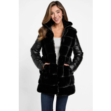 Guess Geaca dama Guess din blana sintetica Factory Olivette L INTL Negru női dzseki, kabát