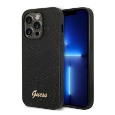 Guess Glitter Flakes Metal Logo Apple iPhone 14 Pro Max hátlap tok, fekete tok és táska