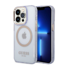 Guess Gold Outline Translucent MagSafe Apple iPhone 14 Pro Max hátlap tok, lila tok és táska