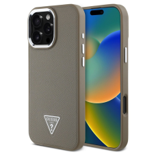Guess Grained Triangle Apple iPhone 16 Pro Max MagSafe tok, barna tok és táska