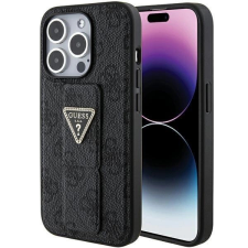 Guess Grip Stand 4G Triangle Strass tok iPhone 15 Pro Max - fekete tok és táska