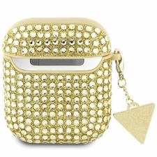 Guess GUA2HDGTPD Rhinestone Triangle Charm tok AirPods 1/2 - arany színű fülhallgató, fejhallgató tok