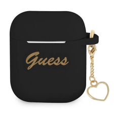 Guess GUA2LSCHSK AirPods fekete szilikon Charm Heart Collection tok fülhallgató, fejhallgató tok