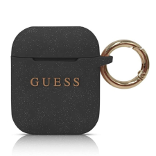 Guess GUACCSILGLBK AirPods borító fekete/fekete szilikon csillogó fülhallgató, fejhallgató tok