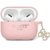 Guess GUAP2LECG4P Liquid Silicone Glitter Triangle Charm tok AirPods Pro 2 - rózsaszín