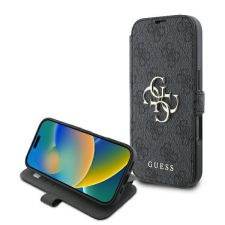Guess GUBKP16L4GMGGR 4G Metal Logo könyvtok iPhone 16 Pro - fekete tok és táska